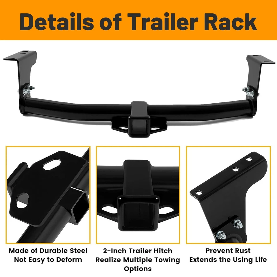 Receptor de enganche de remolque de 2 pulgadas clase 3 3500 lb negro para Nissan Murano 2015-2024 Foto 3 de 4