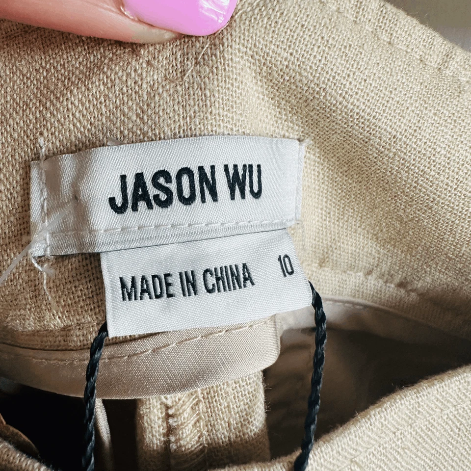 Pantalones Cortos Jason Wu Crema Mezcla de Lino Plisados Frontales Nuevos con Etiquetas Talla 10 Tiro Alto Diseñador Foto 4 de 4