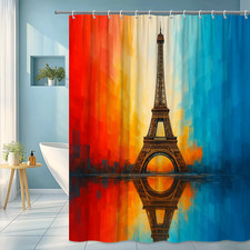 Eiffel Tower Colorful Shower Curtain for Home Decor