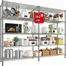 5 Tier Heavy Duty Wire Shelving Units Metal Storage Rack Kitchen 152x35.5x182cm