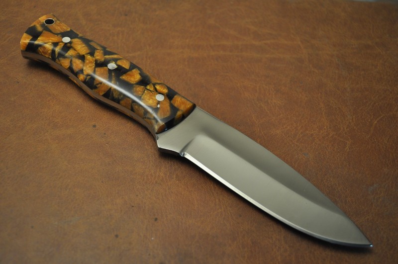 Handmade Custome Stainless Steel J2 knife Beautiful Resin Handle With Cover 169