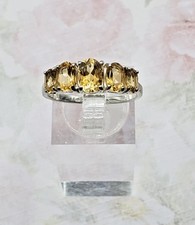 RJ Citrine Oval Gemstone Graduated Eternity Ring 925 Sterling Silver