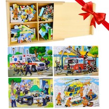 4-in-1 Wooden Puzzles for Boys 48 PCs Puzzles for Kids Ages 4-6 Great Gift fo...