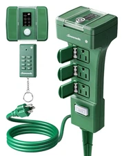 DEWENWILS Outdoor Power Stake Timer Waterproof,100FT Range Remote Control Outlet