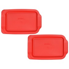 Pyrex 233-PC 3qt Red Food Storage Replacement Lid (2-Pack) - Made in USA