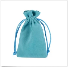 Turquoise Velvet Jewelry Gift Bag 4.33" x 2.76" Drawstring Jewelry Pouches