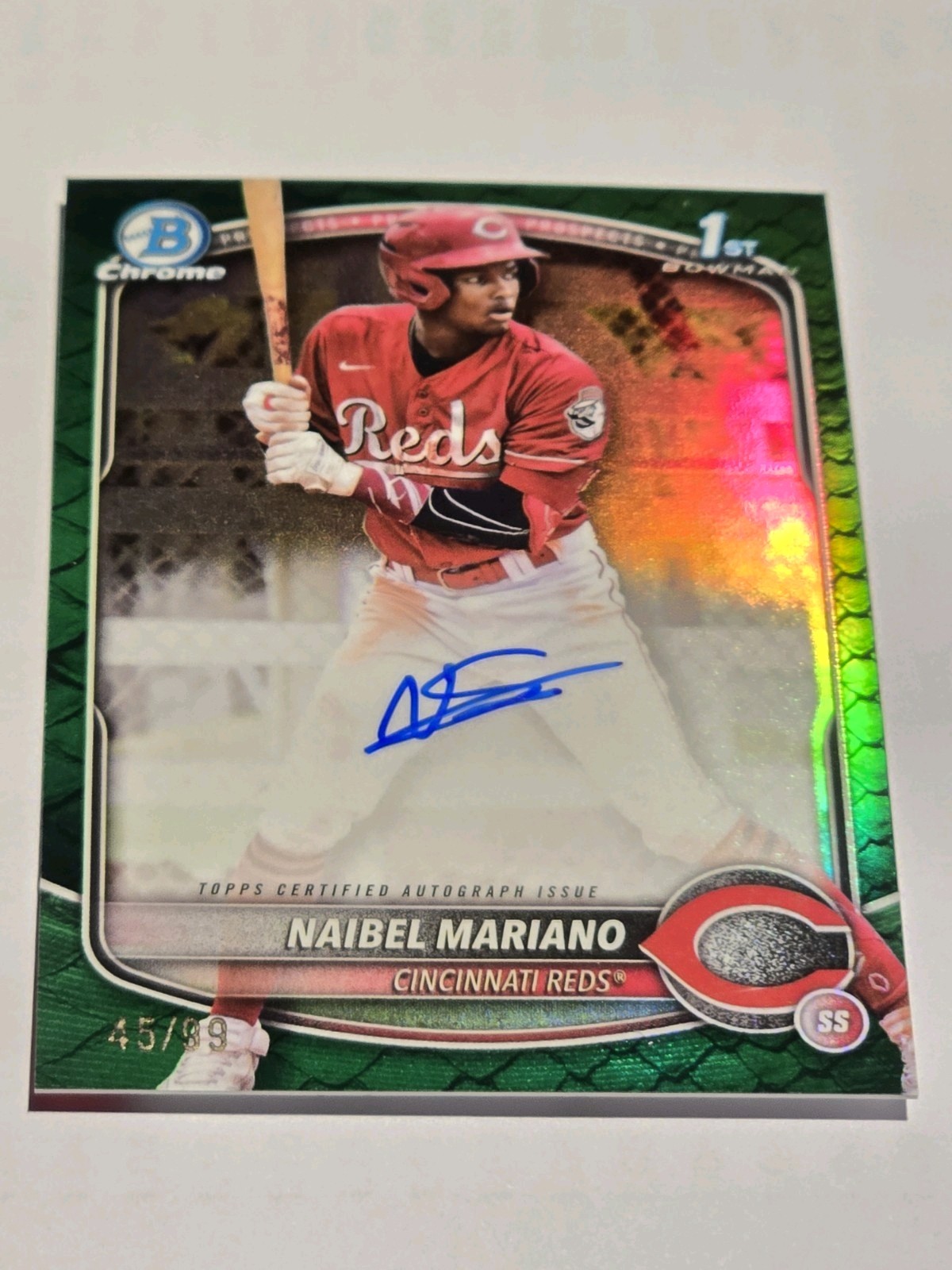 2025 Bowman Chrome 1st Naibel Mariano Reptilian Green Auto /99!