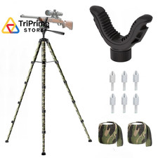 74" Adjustable Rifle Tripod Stand, Aluminum Shooting with V Yoke Green