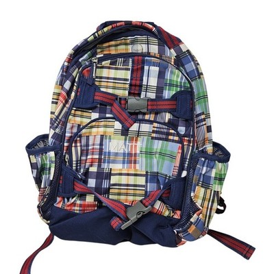 Pottery Barn Kids Madras Plaid Matt Personalized Backpack School Embroidered