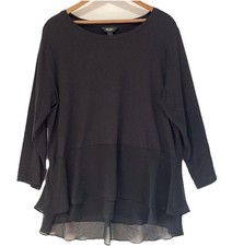 Simply Vera Wang Black 3/4 Sleeve Flowy Top, Flare,  Women's Large