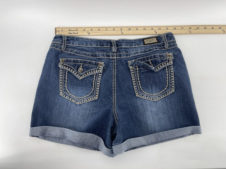 Earl Jean Cuffed Stretch Jean Shorts Womens Size 10 Mid Rise Blue 31” Waist - Image 3 of 4