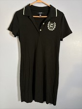 ❤️Chaps Womens Short Sleeve Polo Dress Size Medium Black Excellent