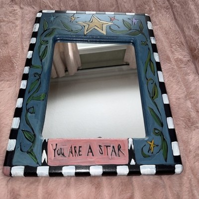 Sticks by Sarah Grant, Object Art 1997, YOU ARE A STAR Wooden Painted Mirror