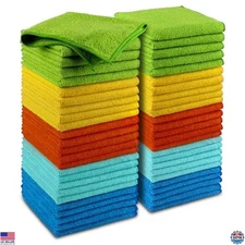 50PK Microfiber Cleaning Cloths 12x12" - Absorbent Towels for Home & Auto