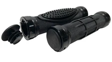 Lock on Black Bike Grips MTB BMX Mountain Bike Waffle Handlebar Grips w End Caps