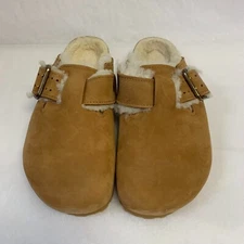 Birkenstock New w/ Box Boston Bold Gap Shearling Cognac Leather Reg Select Size