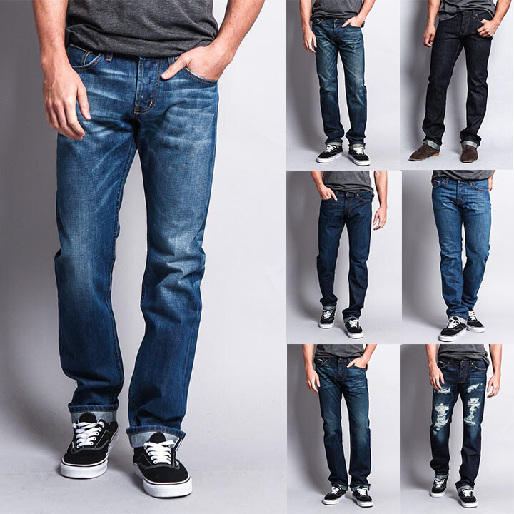 Men's Made in USA Straight Fit  Denim Premium Selvedge Jeans Pants  -M527SV-B1D7