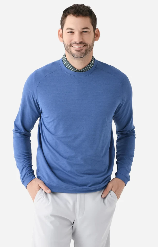 Sudadera Pullover Peter Millar Cradle Performance Cuello Redondo Gris Azul Negro Nueva con Etiquetas Foto 2 de 4