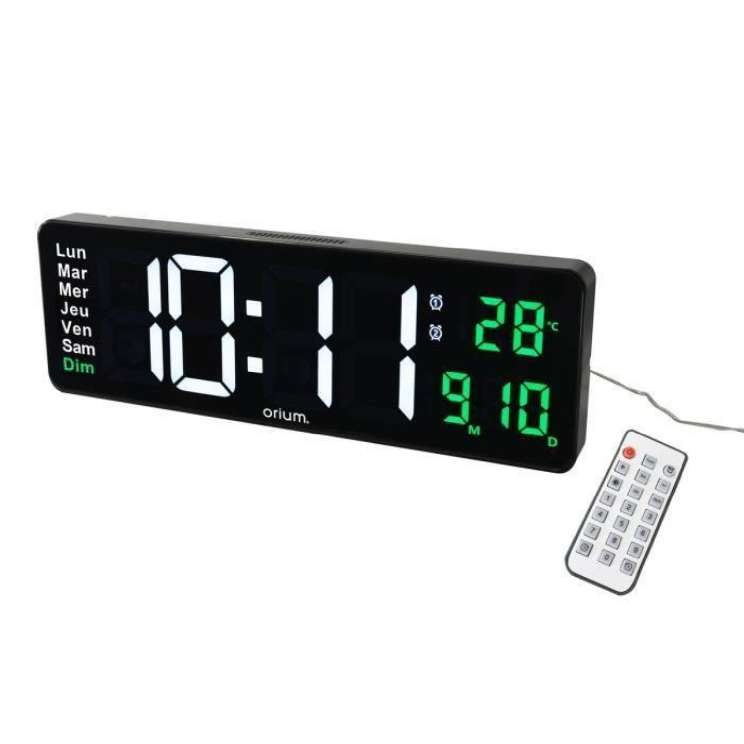 Horloge digitale design en aluminium brossé et réglages à distance précis