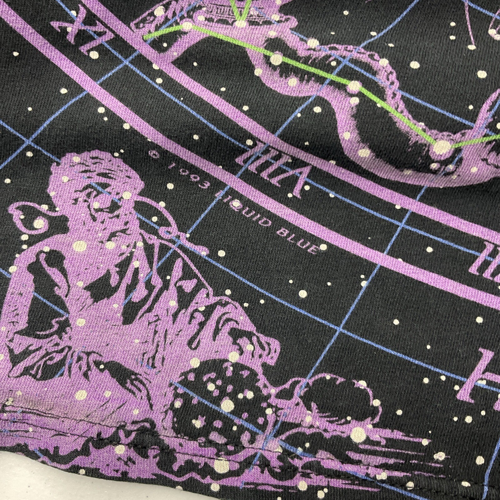 Vintage Disney Liquid Blue Shirt Sz 2XL Constellations Stars Zodiac 1993 AOP image 8