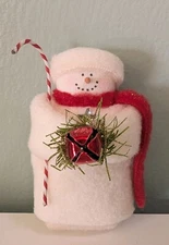 Hearts & Ivy Snowman plush stuffed figure 3" Hearts and Ivy Ornament Mini