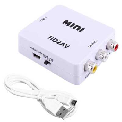 HDTV auf AV RCA CVBS Cinch Konverter Von Digital zu Analog Adapter HDTV2AV Weiss