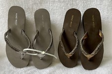 2 Nine West N-Eclispe3 - 1 Grey/Silver  1 Brown/Gold Wedge Sandals Sz 6M NWOT