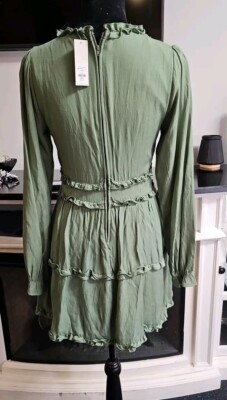 Francescas Mi Ami Dress Womens Medium Sage Ruffle Tiered New | eBay Francescas Mi Ami Dress Womens Medium Sage Ruffle Tiered New | eBay