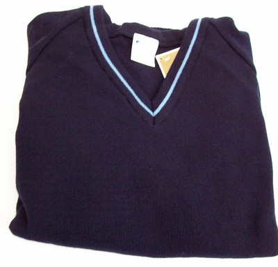 navy blue v neck school jumper