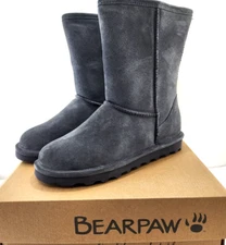 BEARPAW Women's Elle Short Winter Boots size 10 M Charcoal gray suede upper NEW