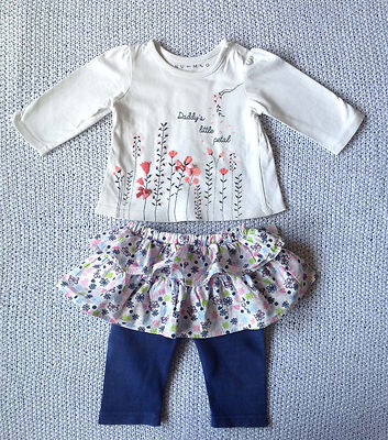 NUTMEG/ DISNEY süßes Baby Mädchen Set LANGarm SHIRT + LEGGINGS Gr 3-6 mon 62/68 