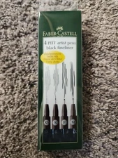 Faber - Castell 4 Pitt Artist Pens Black India Ink XS, S, F, M
