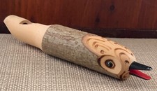Vintage WOODEN CARVED Artistic BIRD WHISTLE Hand Wood Carved Functional