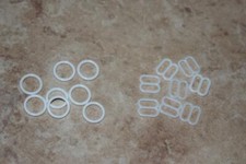 60 pieces white plastic bra strap adjuster Tri Glide slider o ring rings 3/8"
