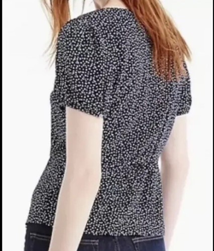 NEW! J. Crew Navy Peplum Star Print Blouse Size 4 TALL - Picture 2 of 8
