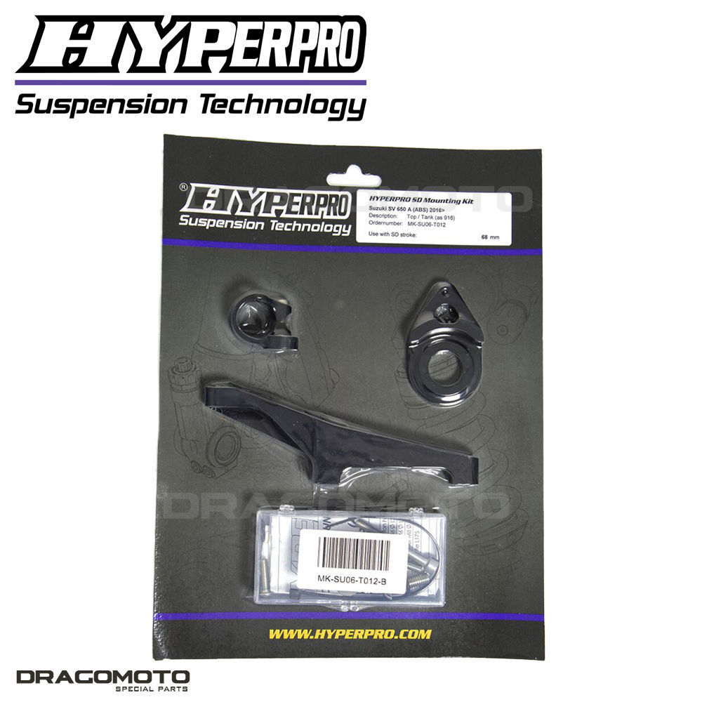 Kit de montage Hyperpro MK-SU06-T012-B fixation usinée haut de gamme pour Suzuki SV 650 2016-2023 noir