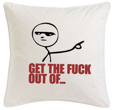 KISSENBEZUG 40X40cm GET THE FUCK OUT OF MEME RAGE INTERNET TROLLFACE MIKROFASER