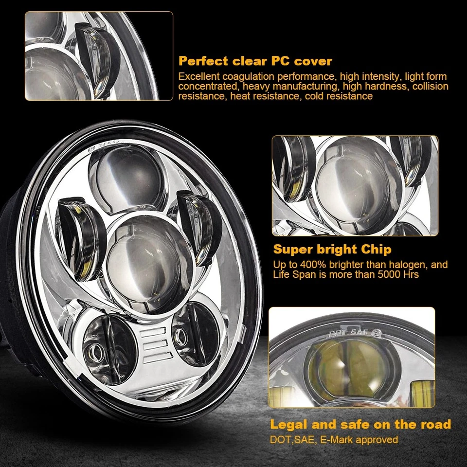 Faros LED redondos cromados de 5,75" para Plymouth Fury 1958-1974 haz alto/bajo Foto 2 de 4