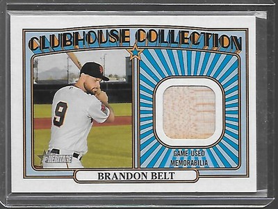 Brandon Belt Giants 21 Topps Heritage Ccr Clubhouse Collection Bat Relic Ebay