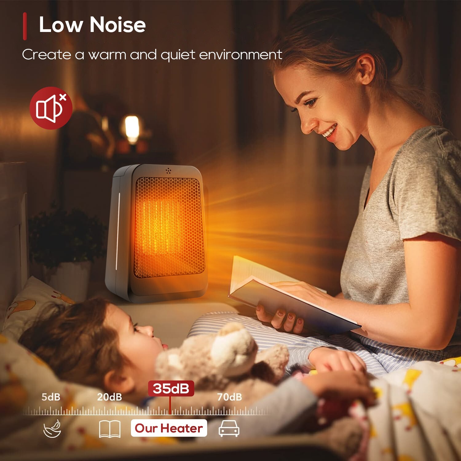 Ultra-Cozy & Gentle 1500W Portable Heater, Mini Design for Fast, Silent Warming
