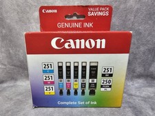 Genuine Canon 250xl Black  251 Cyan Magenta Yellow Color Ink Cartridges OEM New
