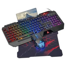 Gaming Keyboard and Mouse Combo, USB Wired RGB Backlit Anti-Ghosting Silent K...