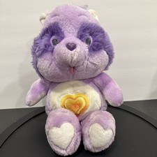 Vintage 1984 Bright Heart Raccoon Care Bear Cousins Purple Plush Stuffed Toy