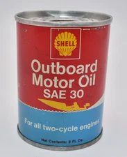 Vintage Unopened Shell Outboard Motor Oil SAE-30 8 fl oz