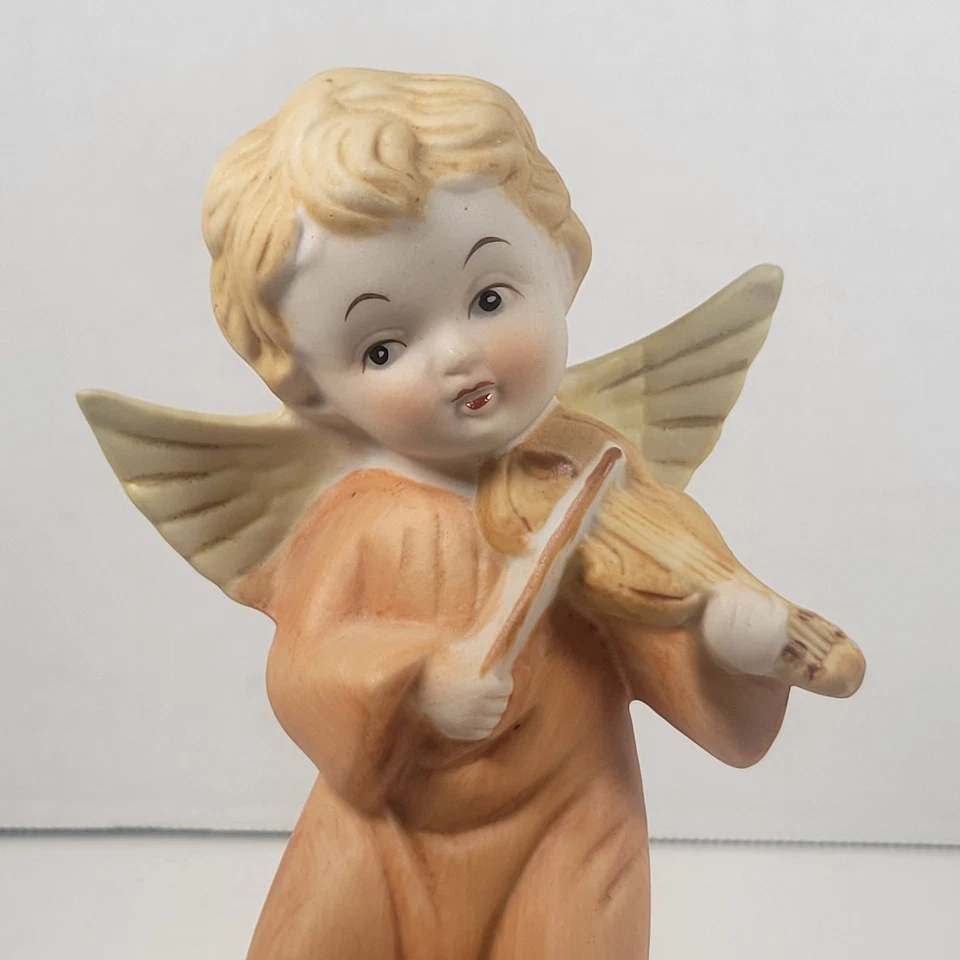 Vintage Homco Angel Music Figurines Set of 3 Flute Banjo Violin #5400 - Image 4 of 4