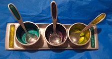 Recycled Aluminum Condiment Set, MCM Mid Century Modern Relish Tray Entertaining