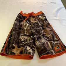 Mossy Oak Camo and Orange Mesh Lined Men's Swim Shorts