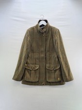 Joules Tweed Field Coat Jacket Size UK 10 Green Wool Blend Country Equestrian
