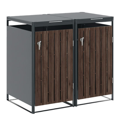 Endorphin Design Mülltonnenbox 2er 240 l anthrazit mit Holzdekor Stahl