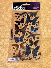 Sticko FOIL BUTTERFLIES Flat Stickers 34 Pcs Rainbow Hearts